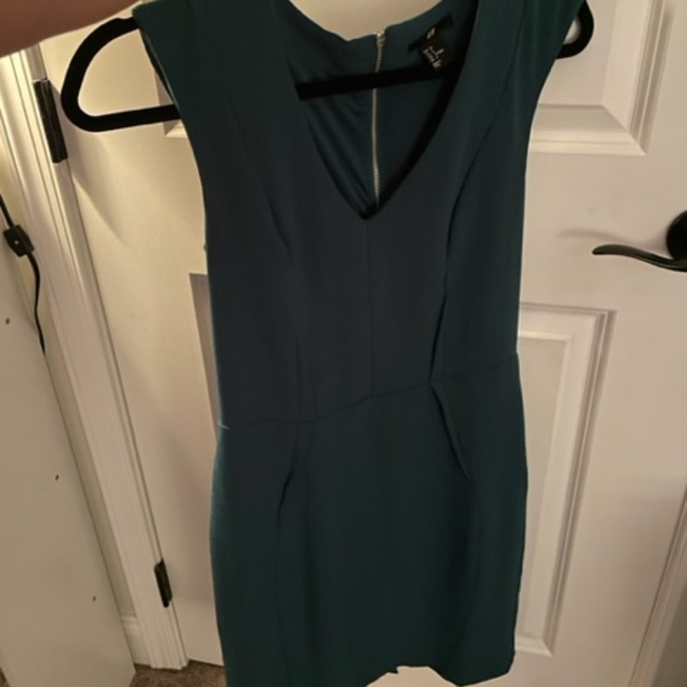 Forest Green V-Neck Dress